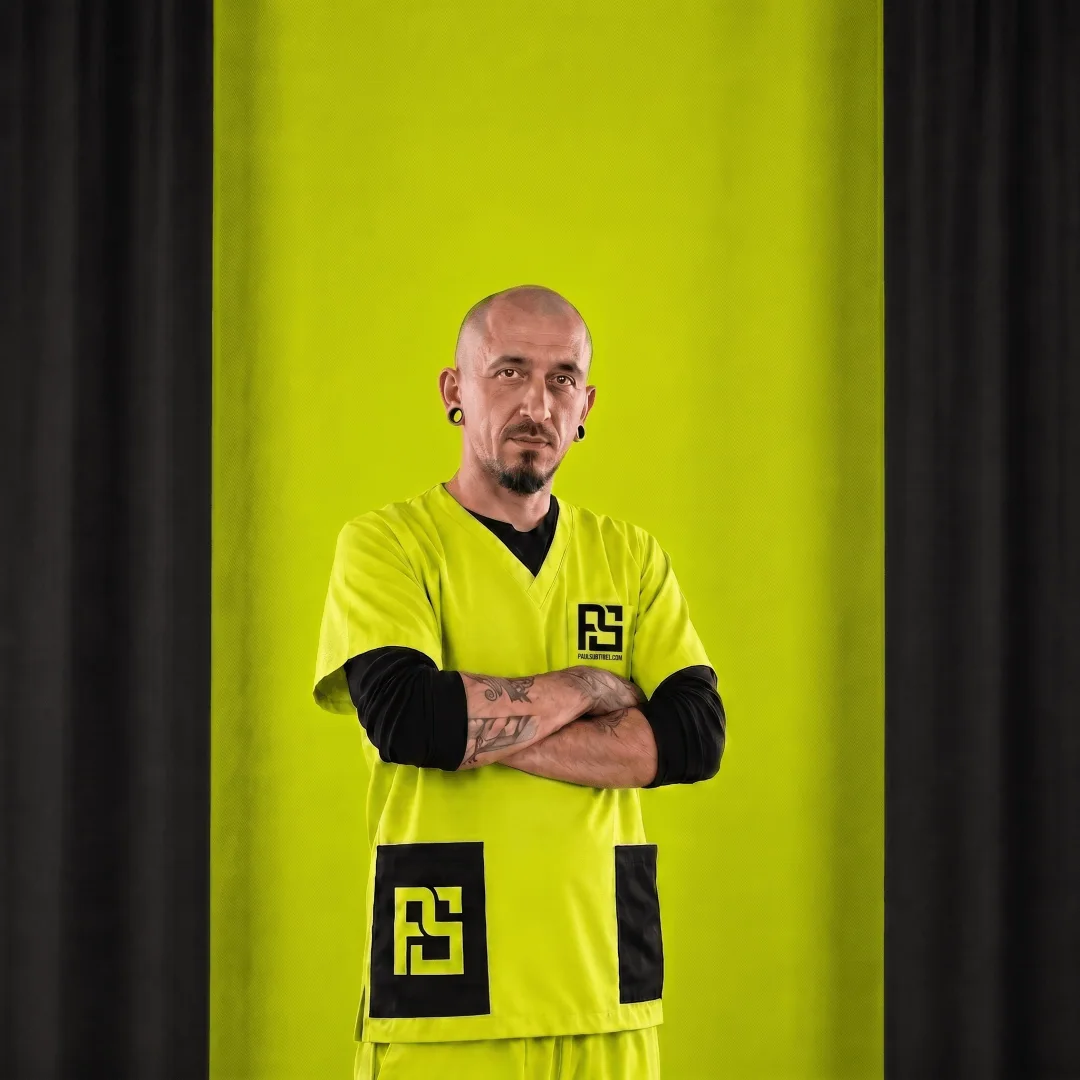 Paul Subțirel în echipament de piercer
